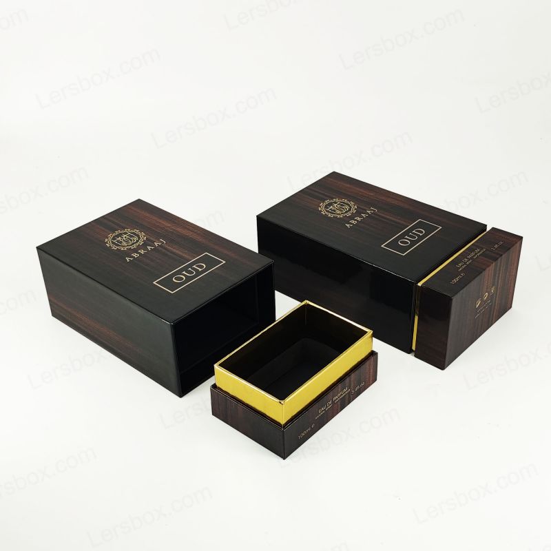 ゴールドフォイルのディテールとエヴァフォームインサートHP019を備えた手作りの剛性香水パッケージング