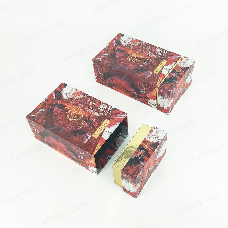 プレミアムパッケージのためのエヴァフォームライニングとリジッドベース付きのゴールドフォイル香水ボックスHP023